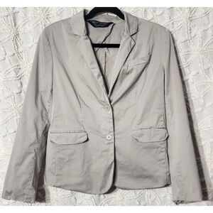 Norma Kamali Blazer Women‎ 10 Light Grey Cotton Jacket Officecore Dressy Capsule